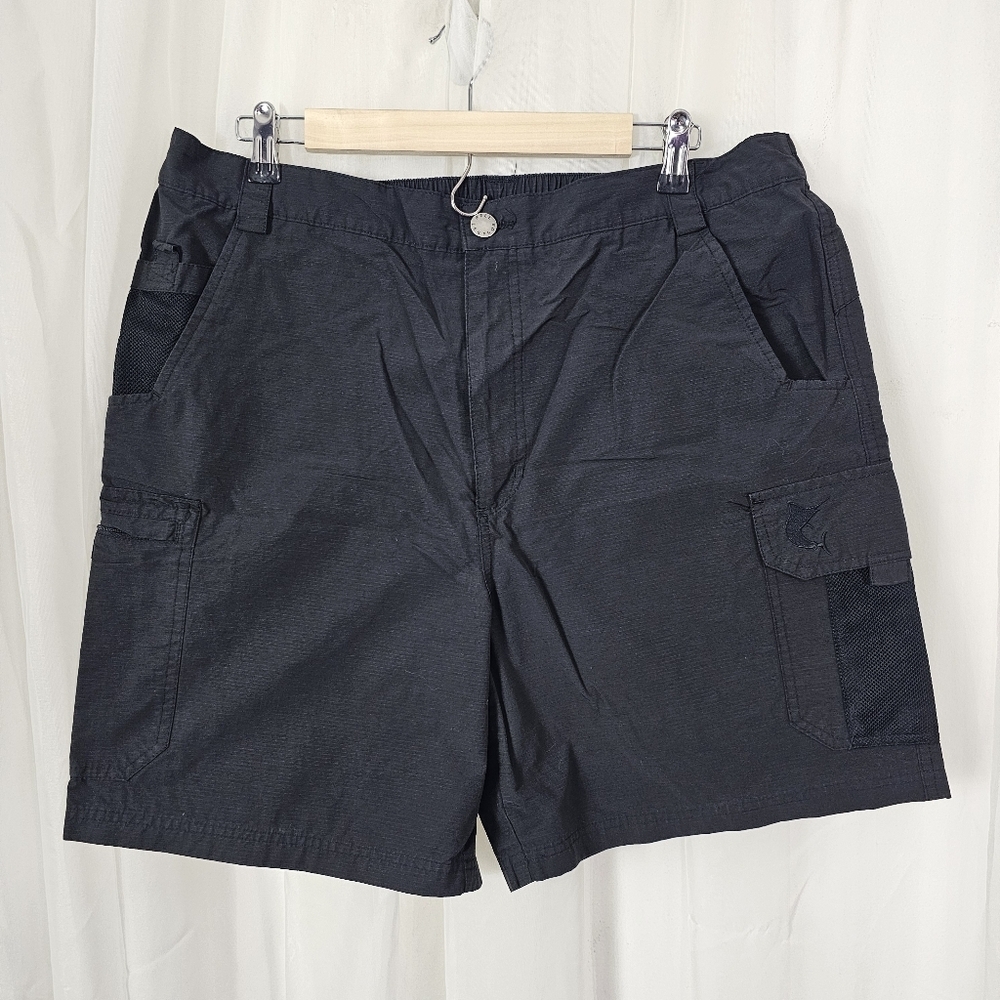 Reel Legends Men's Performance Quick Dry Cargo Shorts Black Size Large